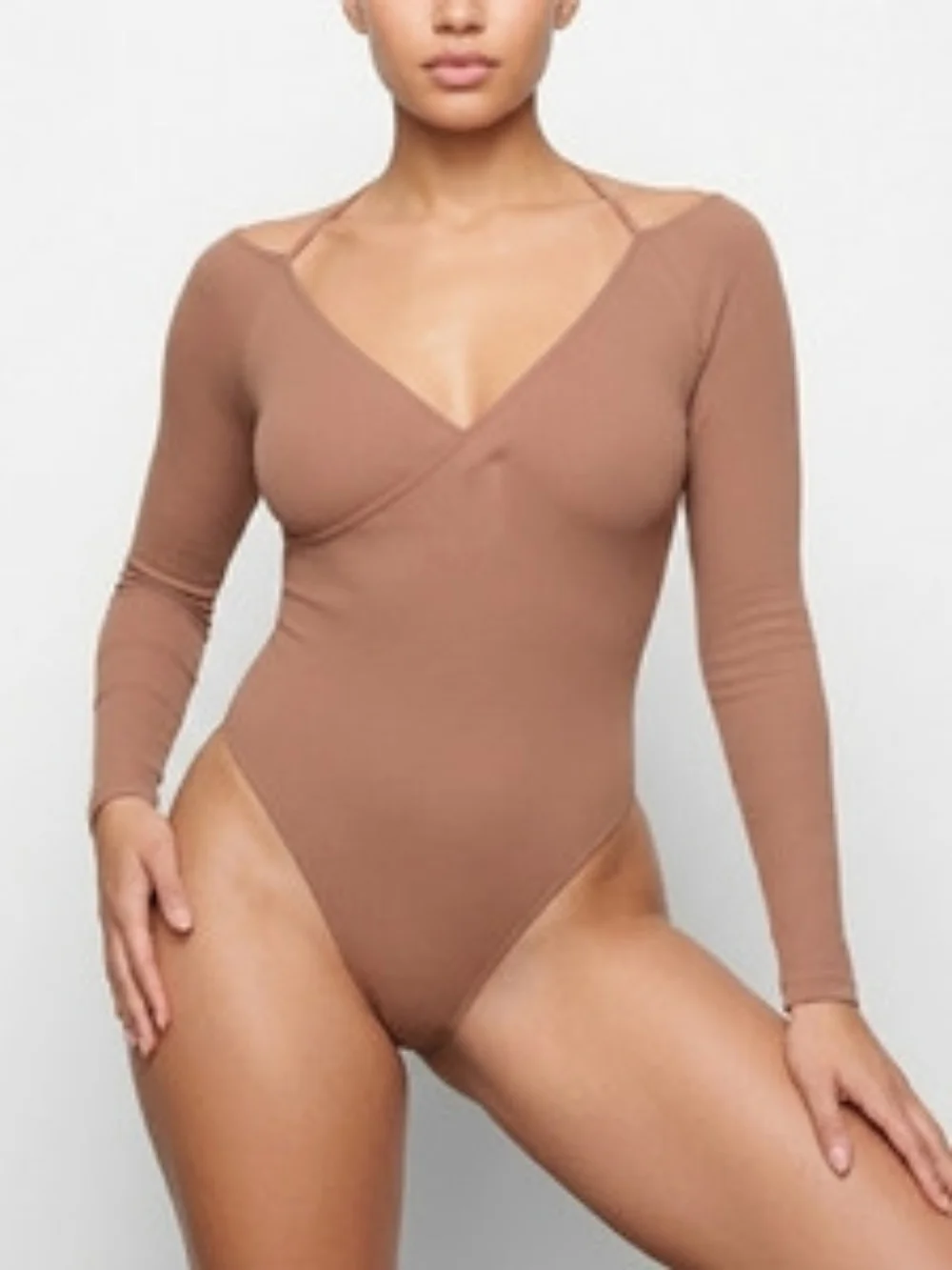 BB7. NWOT SKIMS JELLY SHEER HALTER LONG SLEEVE BODYSUIT